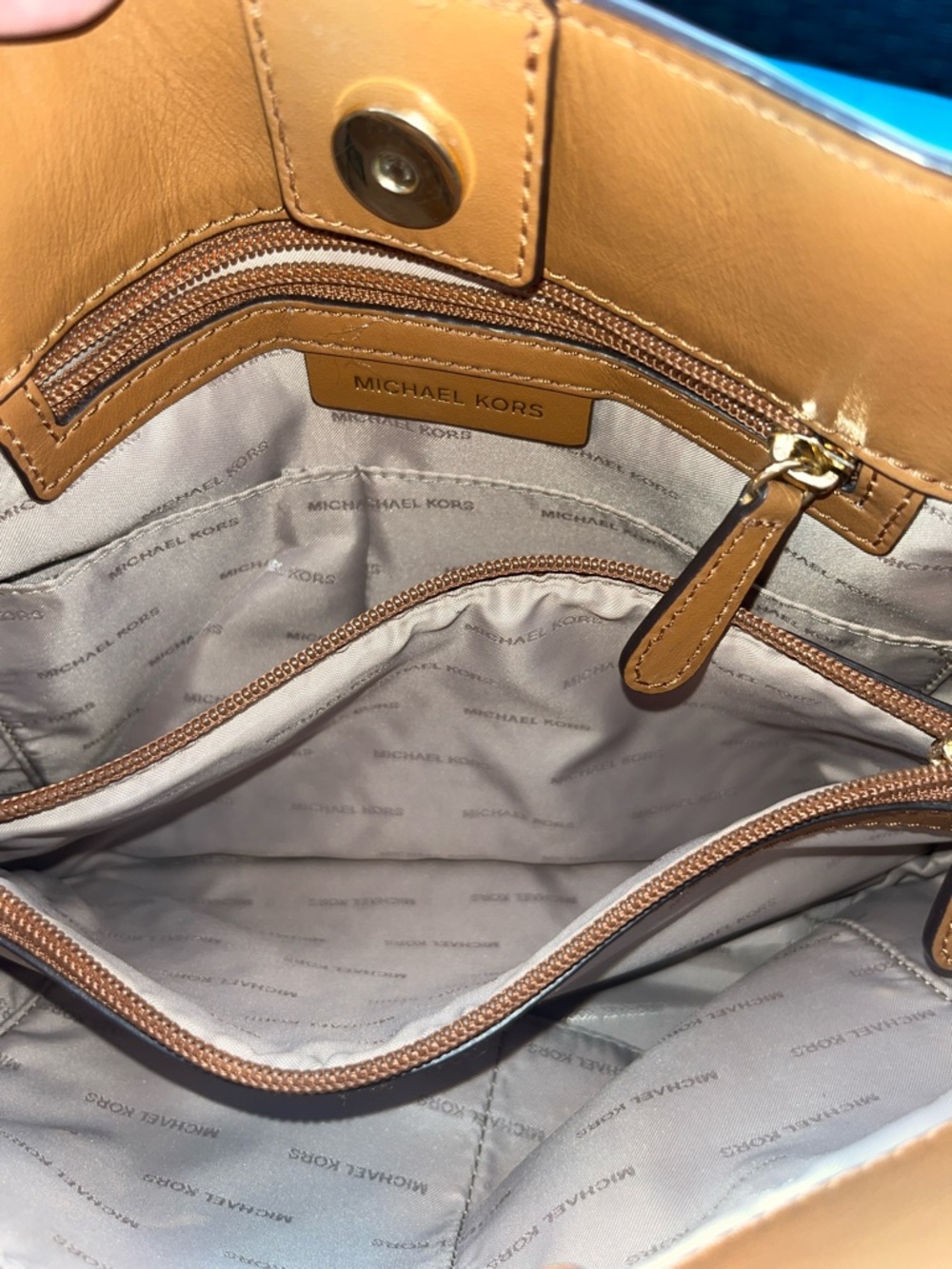 Michael Kors Brown MK Logo Chain Shoulder Bag with Gold Hardware - Picture 9 of 9